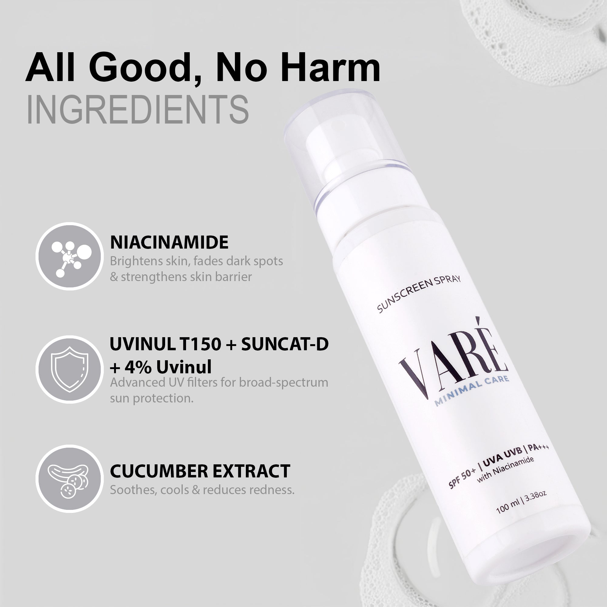 Vare Sunscreen Spray SPF 50 | UVA |UVB | PA+++ - VARÉ